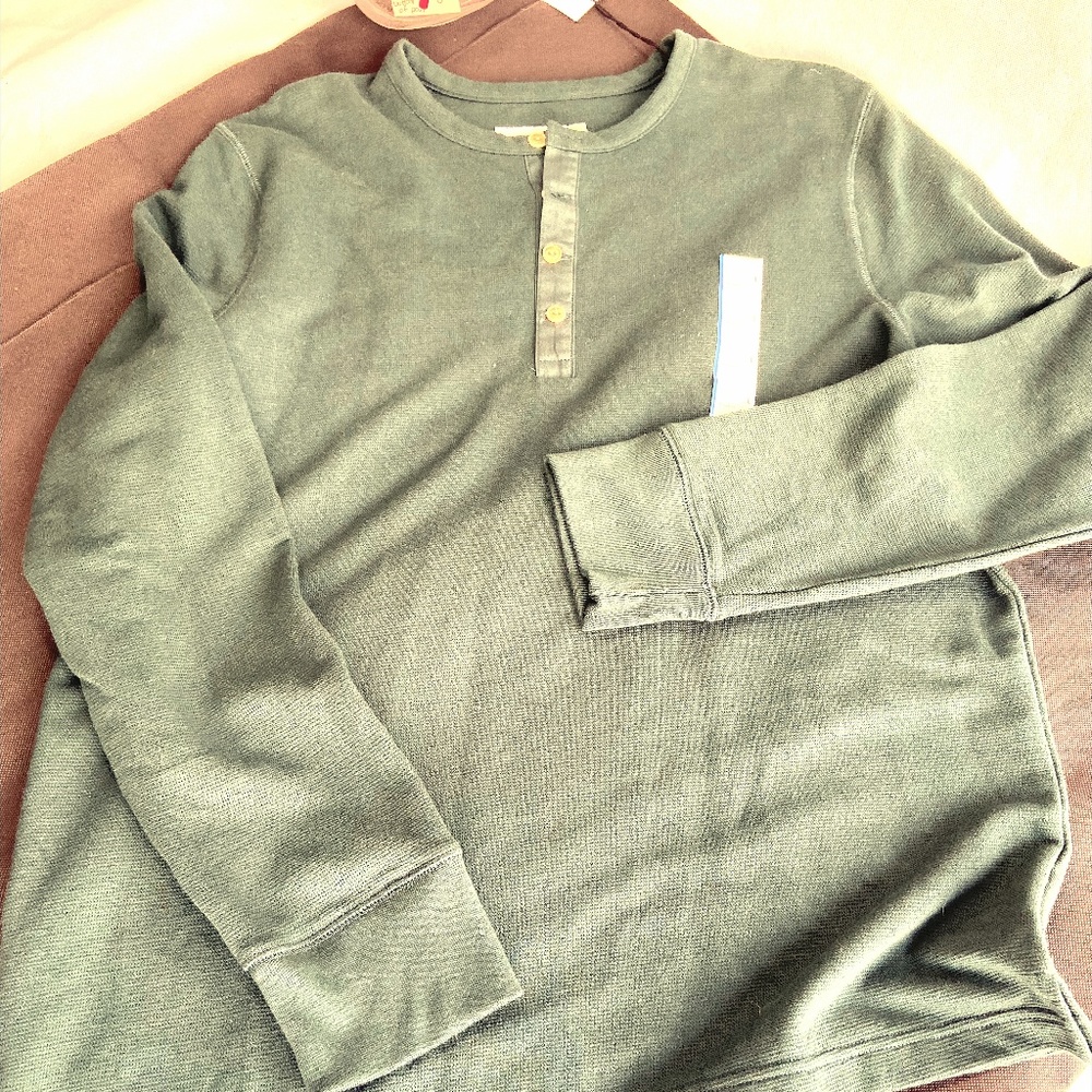 Men's Long Sleeve Thermal Henley Hunter Green